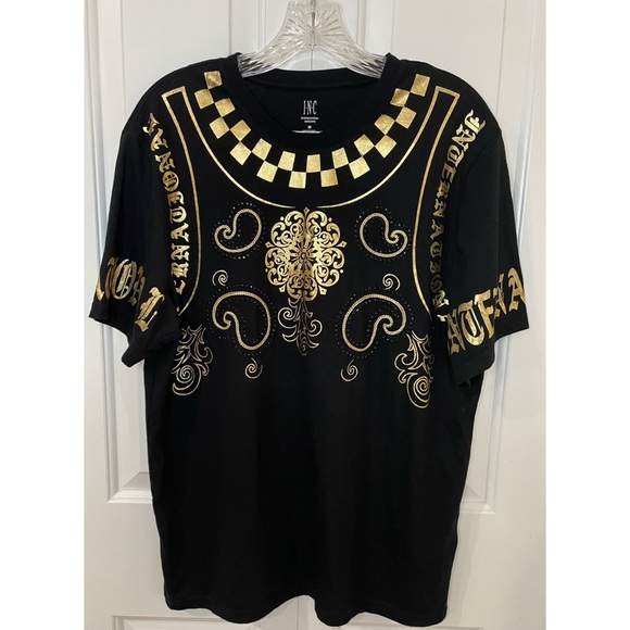 INC International Concepts Other - I.N.C Mens French Baroque Graphic T-Shirt Black Gold Paisley Geometric Medium